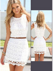  White Lace Sleeveless Summer Dress? MH5001