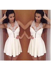 White Lace SLeeveless Dress S M L XL MH5004