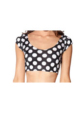 Black And White Dot Crop Top S,M,L,XL MH8018
