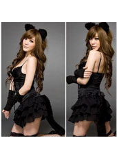 4PCS Black  Cat Costume with Tail MH3004