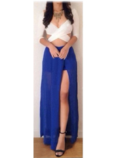 White And Blue Open Side Dress S.M.L MH5088