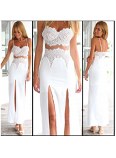  White Lace long Beach Dress S,M,L MH5134 