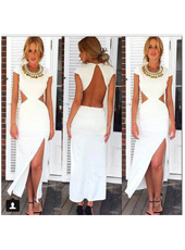 White Backless Open Side Beach Dress S,M,L MH5217