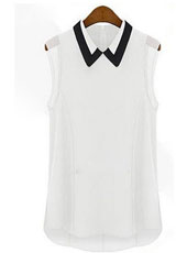 White chiffon sleeveless shirts style XS,S,M,L,XL MH8136