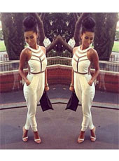 White  Sleeveless Jumpsuits S-L MH5264