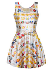 Sleeveless bodycon dress with emojo print MH5286