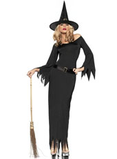Black Long Dress Witch Halloween Costume MH3171