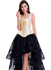 Yellow Vest Flower Printed Vintage Corset S-2XL MH1461