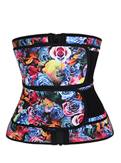 Rose Printed Double Straps Zipper Latex Waist Trainer 3XS-6XL MH1783
