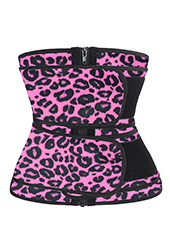 Pink Leopard Double Straps Latex  Waist Trainer 3XS-6XL MH1786