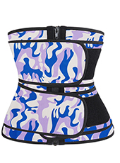 Blue Camouflage Double Belt Latex Waist Trainer MH1784