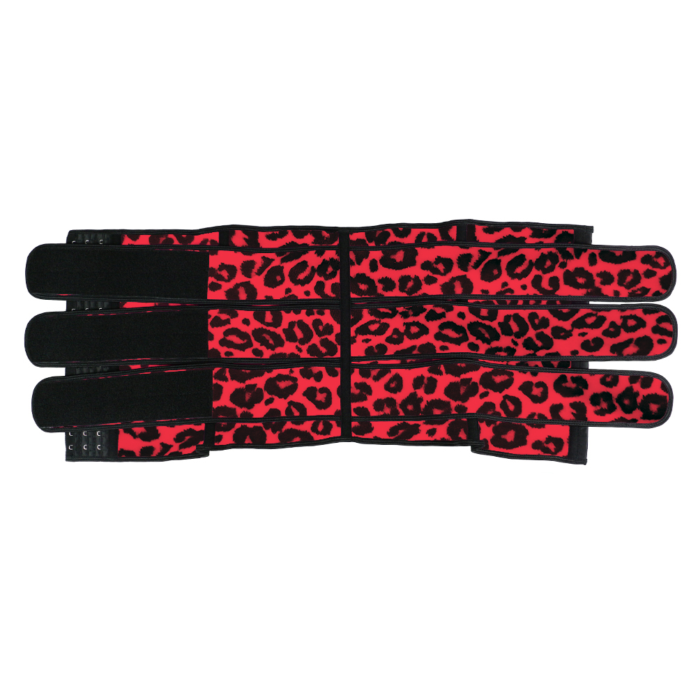 Leopard Red Latex Hooks Waist Trainer with Triple Belts MH100004RL