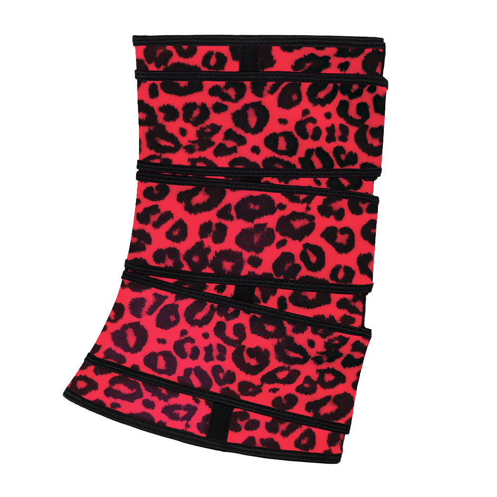 Leopard Red Latex Hooks Waist Trainer with Triple Belts MH100004RL
