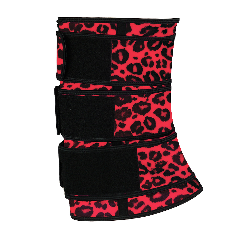 Leopard Red Latex Hooks Waist Trainer with Triple Belts MH100004RL