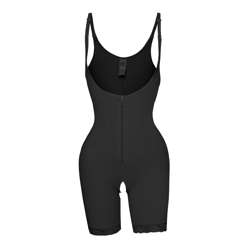 Black Zipperbreasted Onepiece Bellylifting Shapewear MHW100033B