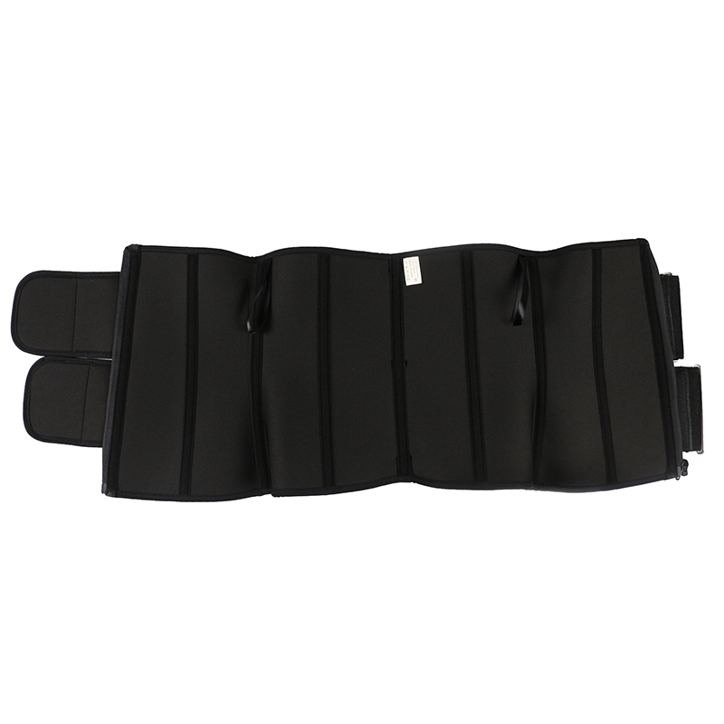 Black Neoprene Waist Trainer With Double Detachable Square-Buckle-Pulley Belts MHW100137B