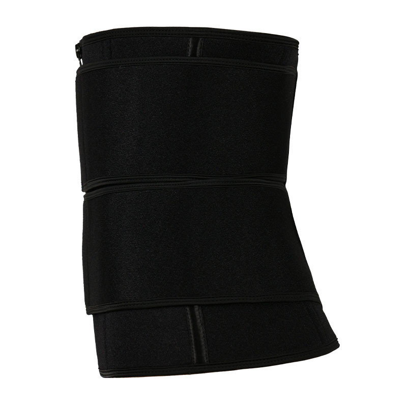 Black Neoprene Waist Trainer With Double Detachable Square-Buckle-Pulley Belts MHW100137B