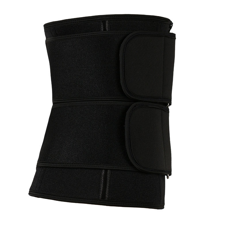 Black Neoprene Waist Trainer With Double Detachable Square-Buckle-Pulley Belts MHW100137B