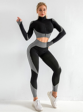 Long Sleeve Zipper Yoga Three-Piece Workout Fitness Sets MH133558DG