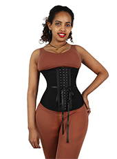 long front and short back 11.5inch 9 steel bone latex lace-up waist trainer hooks MHW100384B