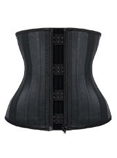 Black Two-Layer Smooth Latex 25 Steel Bones with Four Small Row Hooks and Zipper Waist Trainer MHW100389B