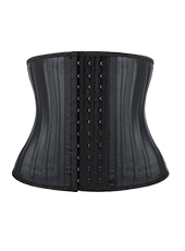 Black Smooth Latex 29 Steel Bones 9 Inches with Hooks Waist Trainer MHW100427B