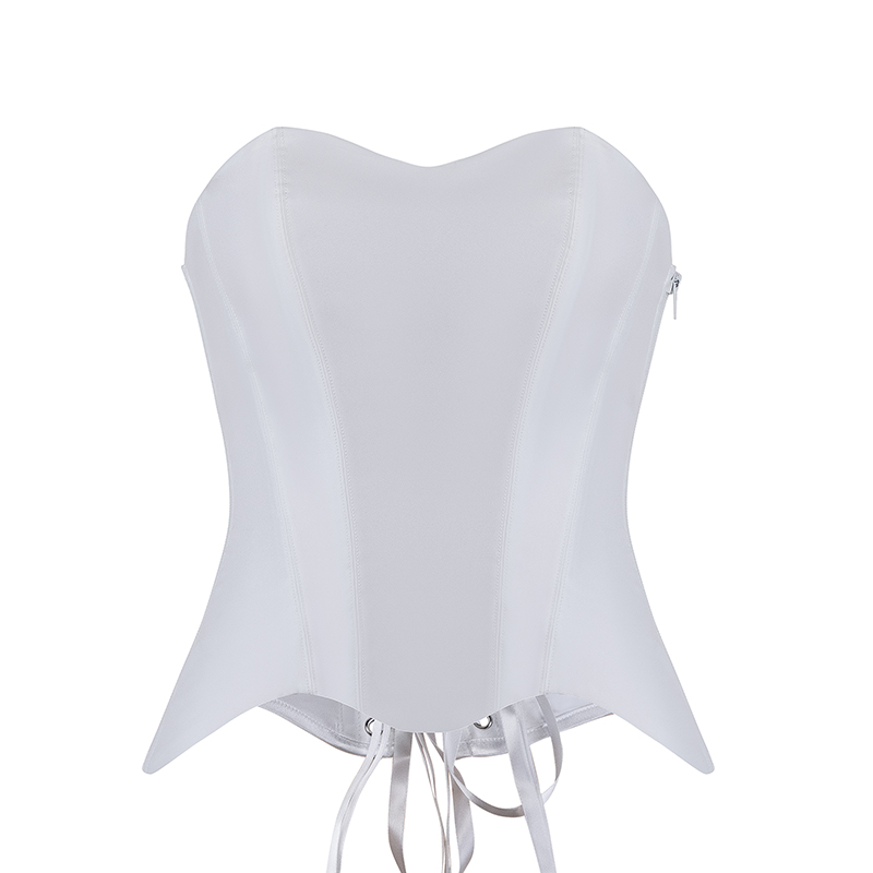 White Side-Zip Fashion Corset Top MHW100831W-Nanbin waist trainer