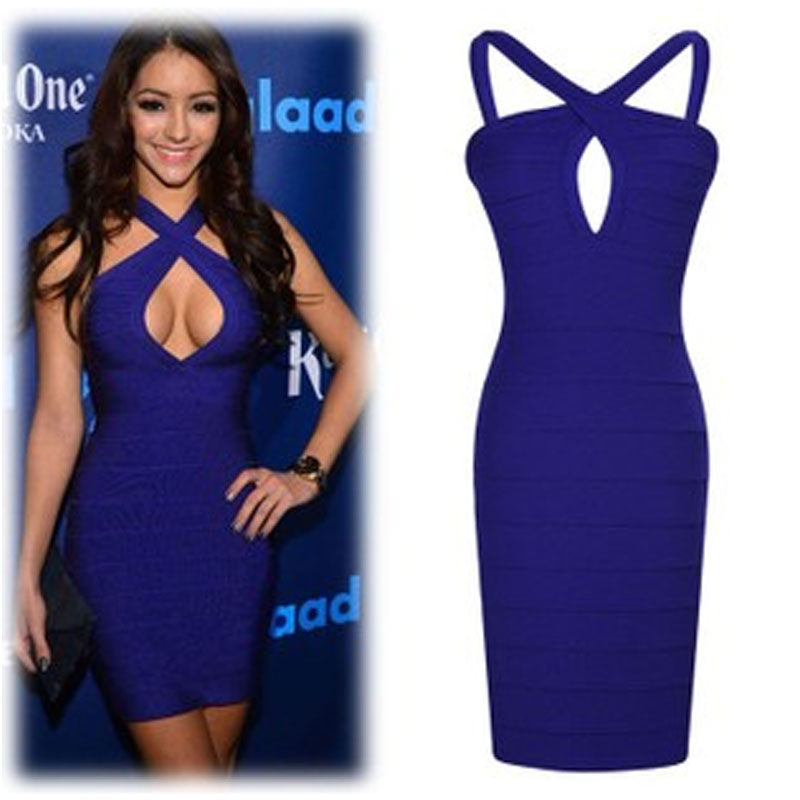 Halter Blue Bodycon Dress XS.S.M.L.XL MH5026