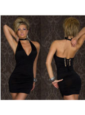 Black v neck tight dress MH5057