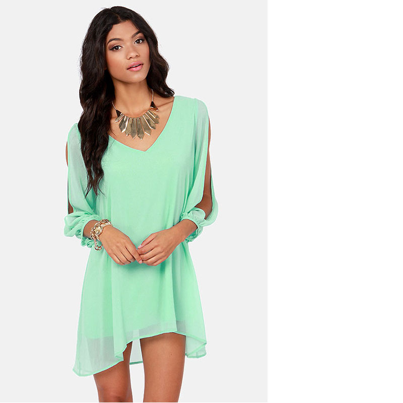 Long Sleeve Blue Casual Dress S,M,L,XL MH5002