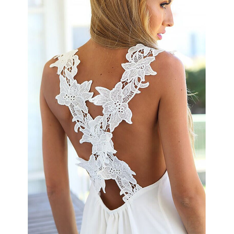 White Back Cross Calsual Dress S,M,L,XL MH5008