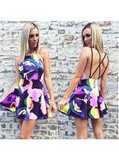 Floral Backless Peplum Dress S.M.L.XL MH5036