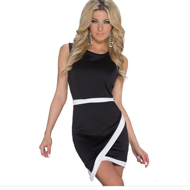 Black Irregular Office Dress M,L,XL MH5141