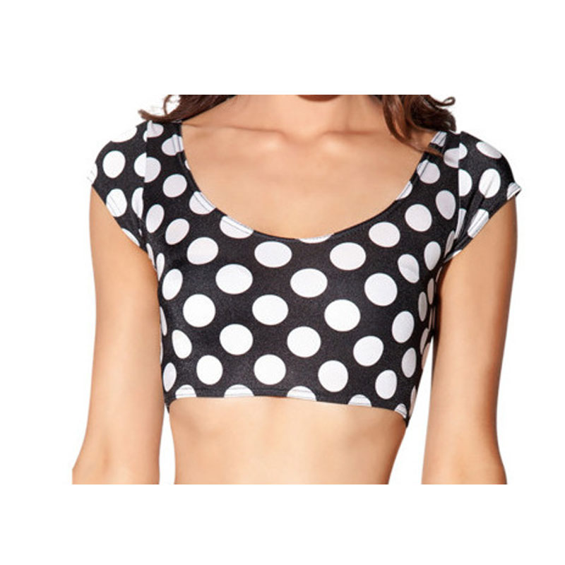 Black And White Dot Crop Top S,M,L,XL MH8018