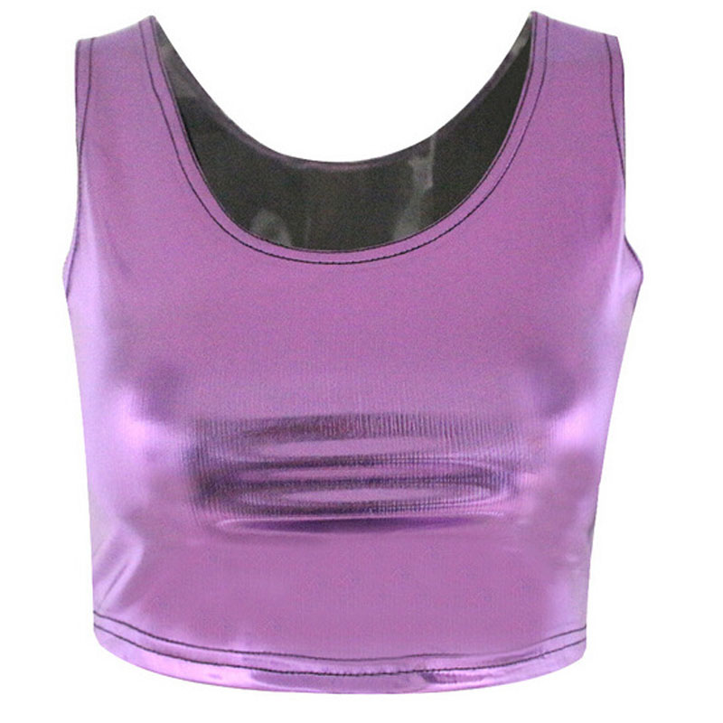 Bro Hug Dark Purple Sleeveless Crop Top MH8026