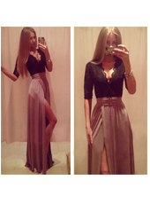 Black&Red Long Chiffon Dress S,M,L MH5091