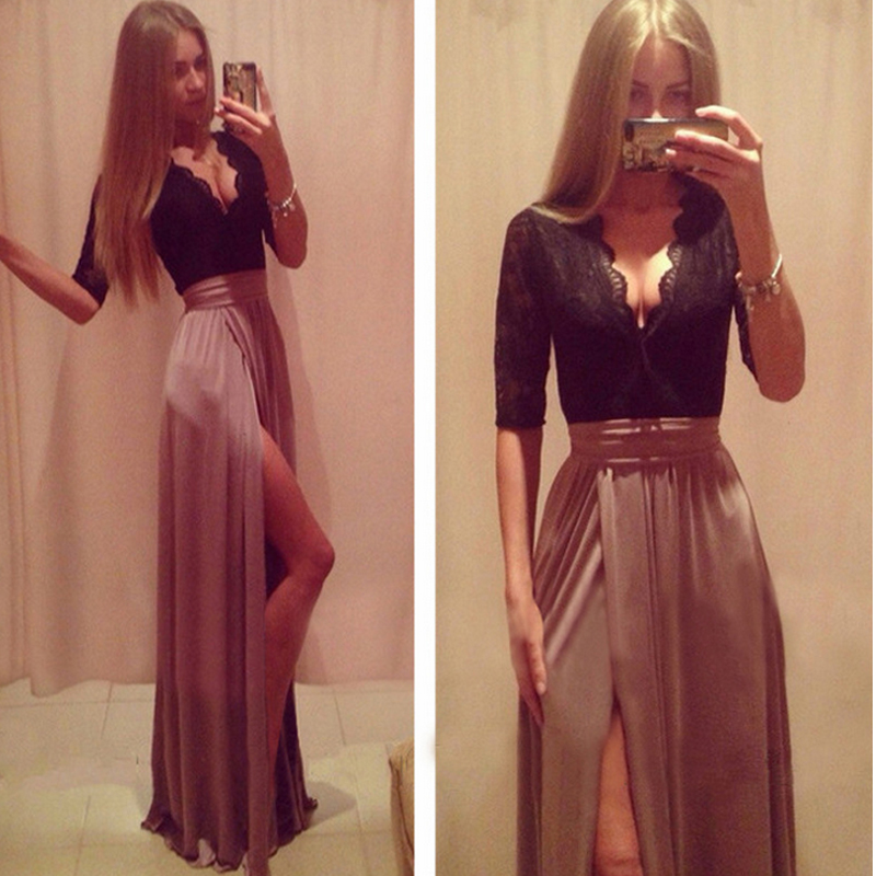 Black&Red Long Chiffon Dress S,M,L MH5091