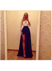 White And Black Long Chiffon Dress S,M,L MH5094