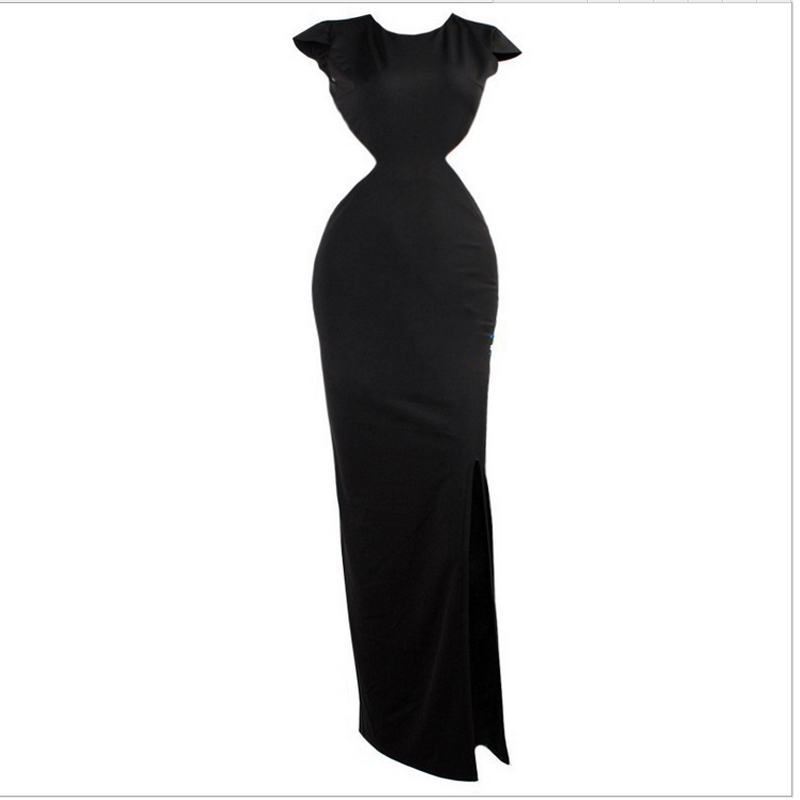 Black Backless Open Side Beach Dress S,M,L MH5218 
