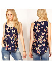 chiffon butterfly sleeveless top S,M,L MH8134