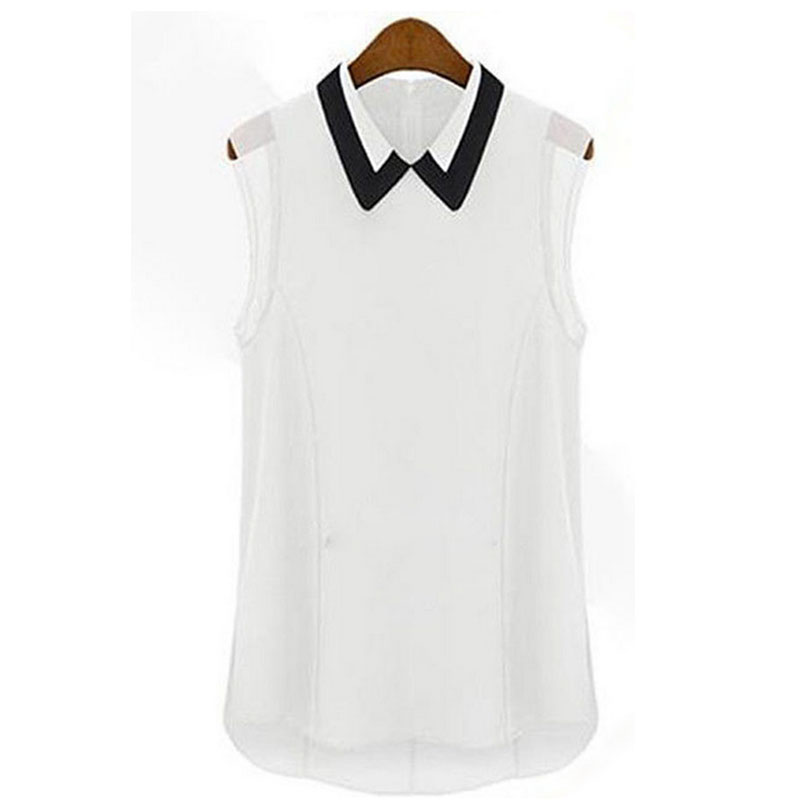 White chiffon sleeveless shirts style XS,S,M,L,XL MH8136
