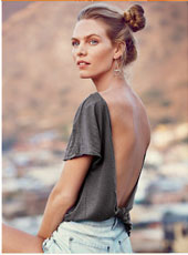 Grey sexy loose cotton t-shirt S,M,L,XL MH8141