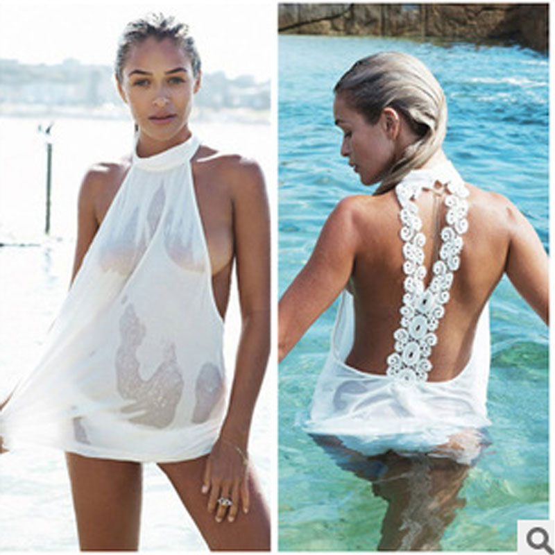 hite sleeveless lace backless T-shirt S,M,L,XL MH8143