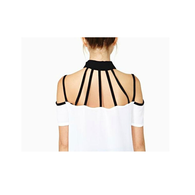 Chiffon hollow off shoulder shirt M,L,XL MH8145
