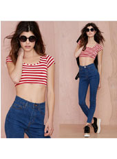 Short sleeve U neck short top S,M,L,XL,XXL MH8147