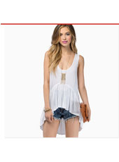 White sleeveless short front long back S-XXL MH8156