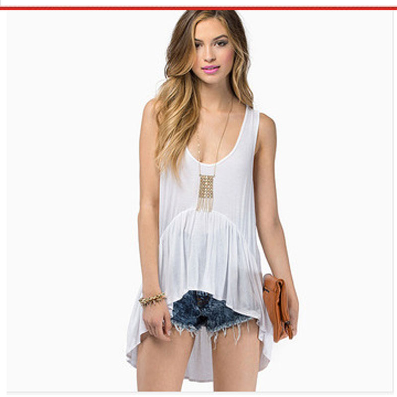 White sleeveless short front long back S,M,L,XL,XXL MH8156