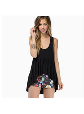 Black sleeveless short front long back S-XXL MH8157