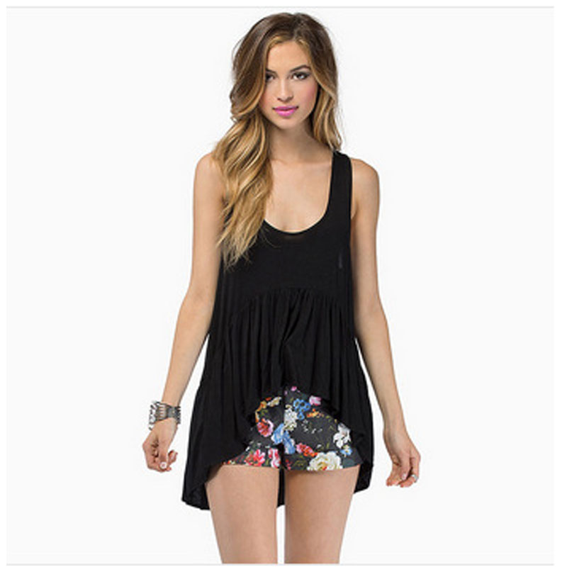Black sleeveless short front long back S,M,L,XL,XXL MH8157