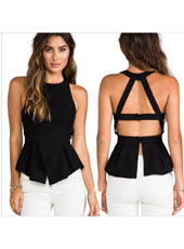 Black sexy halter backless shirt S,M,L,XL MH8158